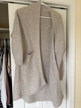 Moth Open-Front Chunky Knit Cardigan - Cream/Tan